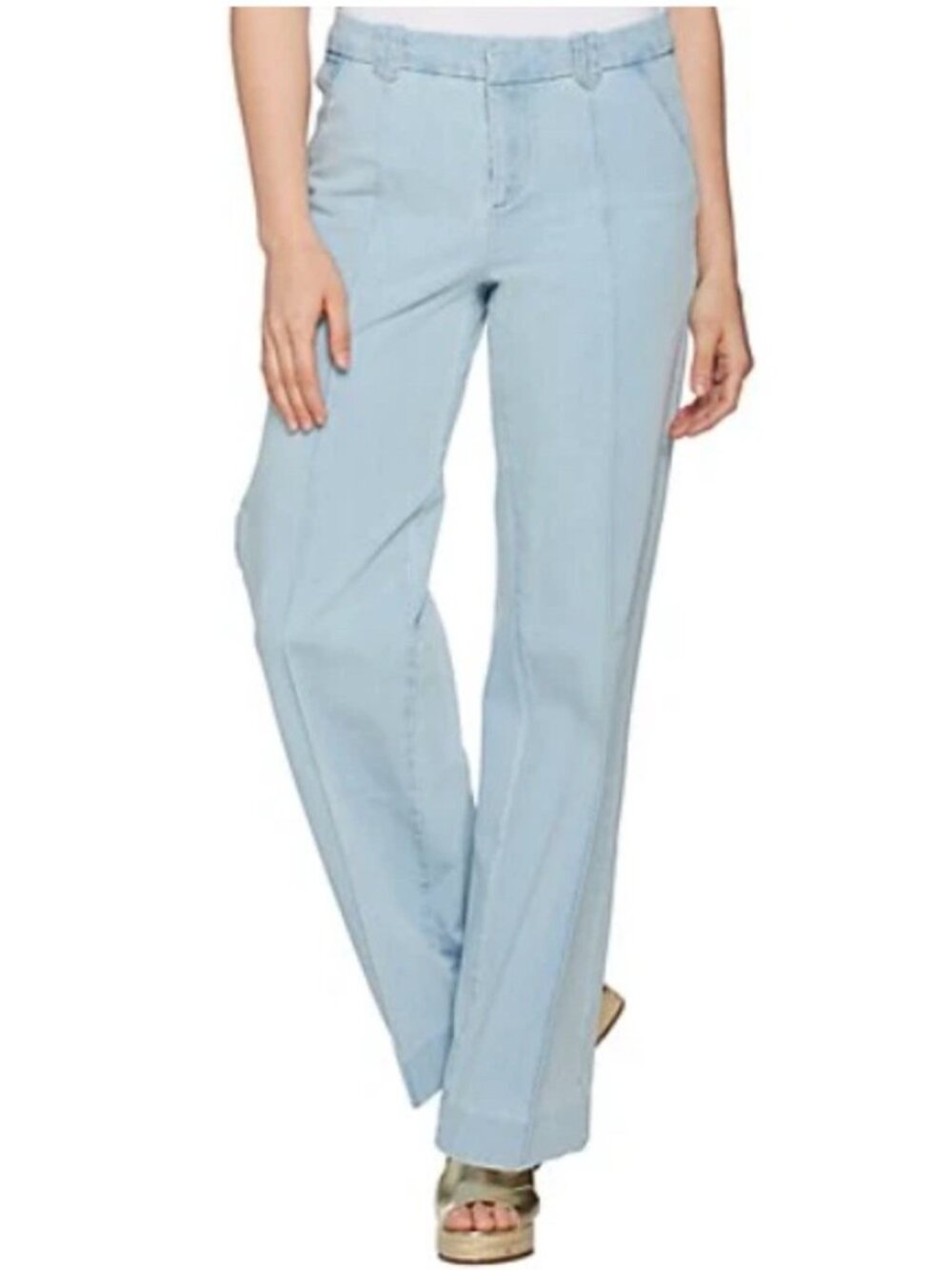Isaac Mizrahi Live! Wide Leg Women’s Trouser Jeans Size 14 Stretch Mid-Rise
